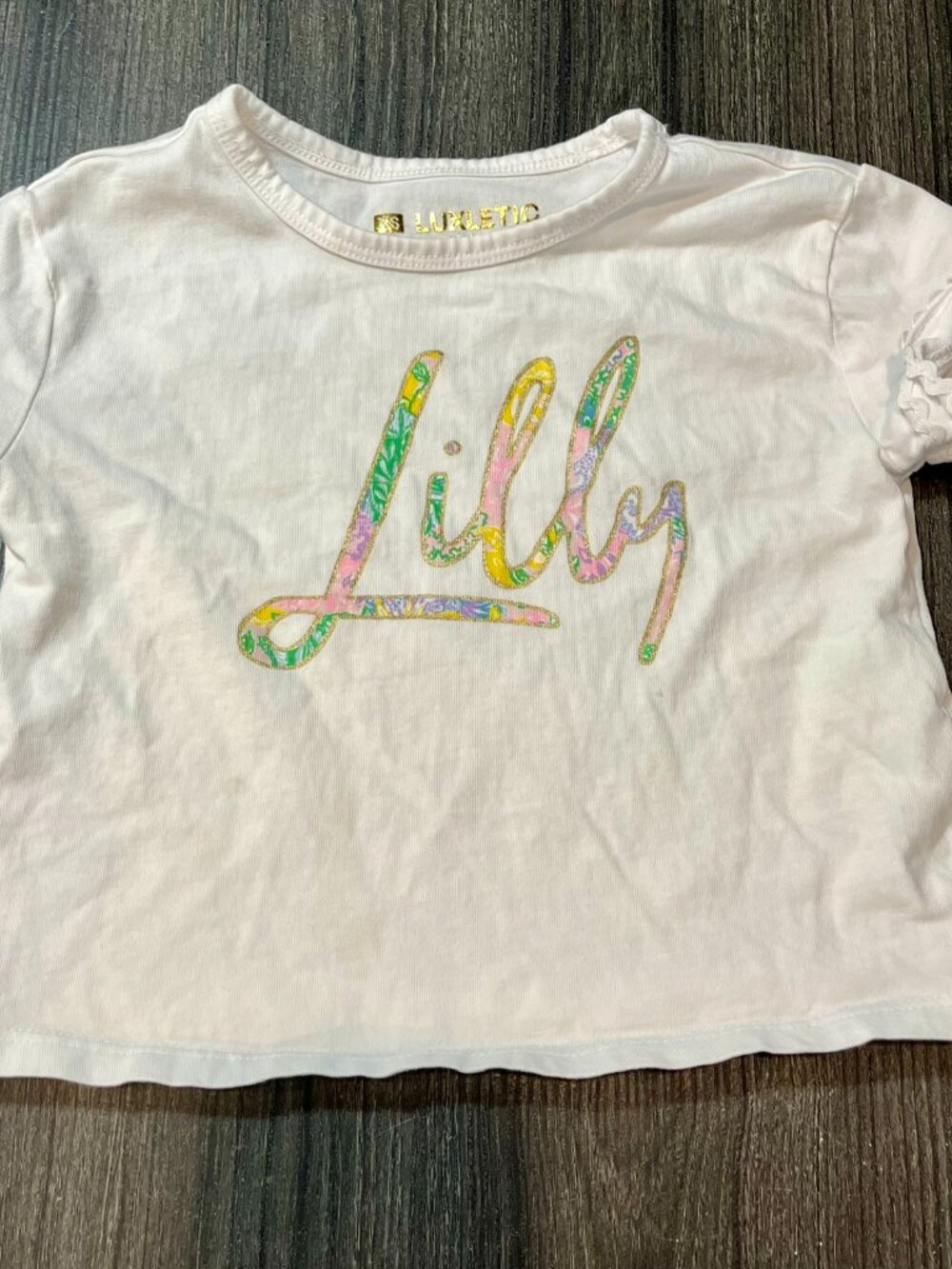 Lilly Pulitzer Girls White Tee With Colorful Logo Size XS